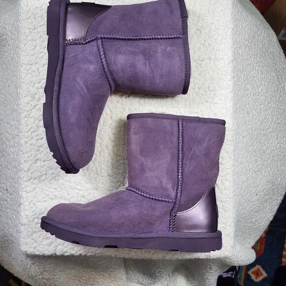 NEW UGG Classic Short II Metallic boots purple metallic heel women's bootie US 5 - Picture 2 of 6